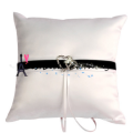 Sparkling Rhinestones Double Heart Bridal Wedding Ceremony Ring Bearer Pillow with Ribbons